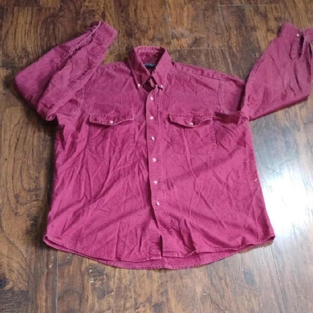 Men's Burgundy Button-Up Shirt